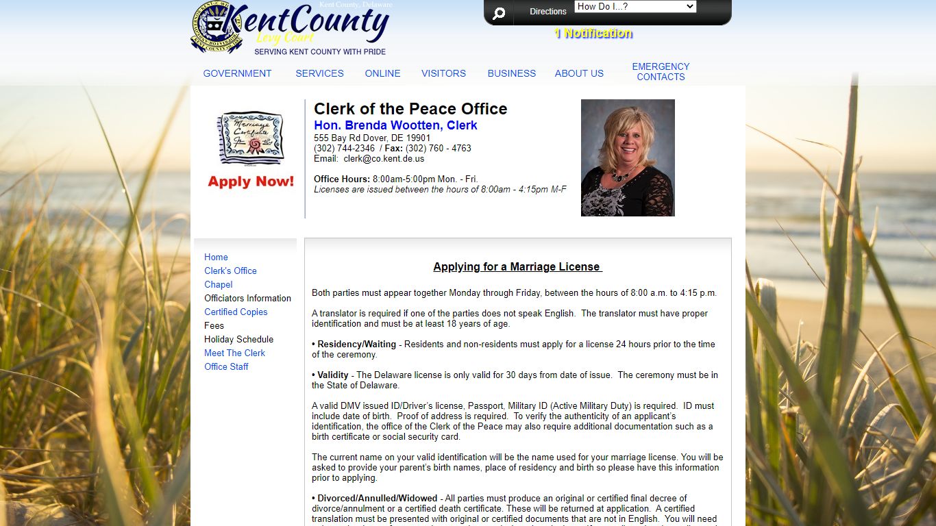 Marriage Kent County Clerk of the Peace